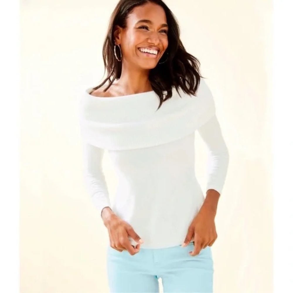 Lilly Pulitzer Off-Shoulder White Sweater NWT